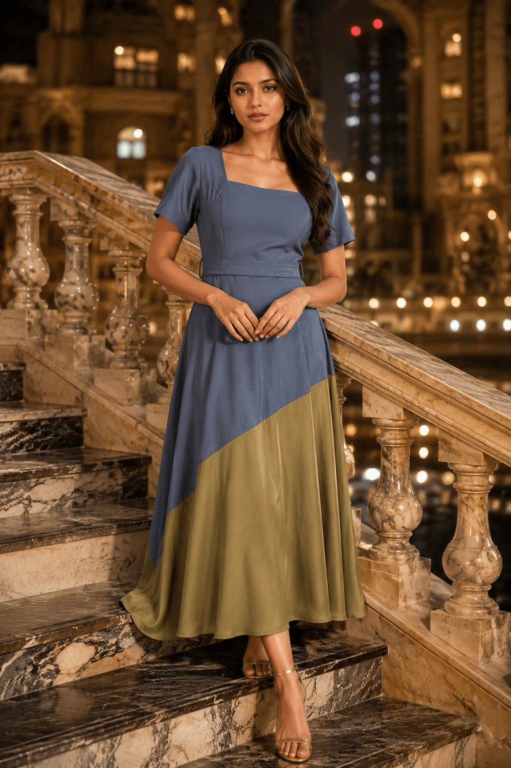 Serene Dusk Colorblock Dress